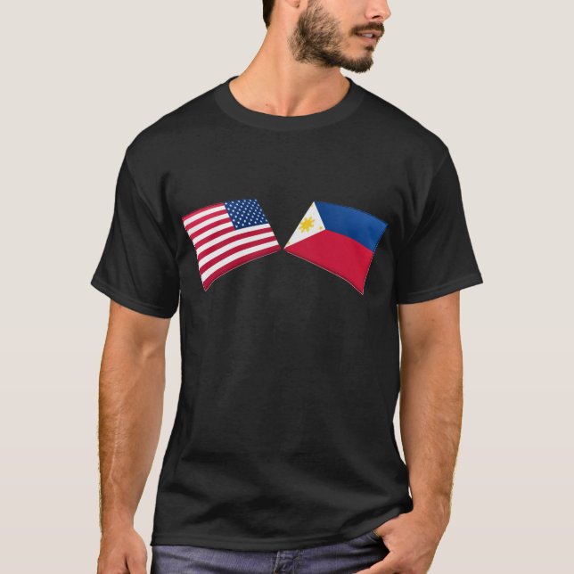 T-shirt Drapeaux des USA et de Philippines (Devant)