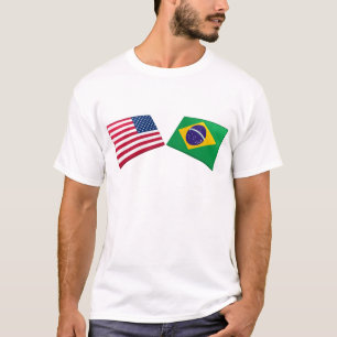 T-shirt Drapeaux des USA et du Brésil