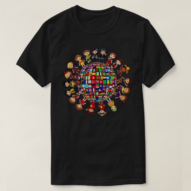 T-shirt Drapeaux du monde Diversité culturelle Enfants aut (Design devant)