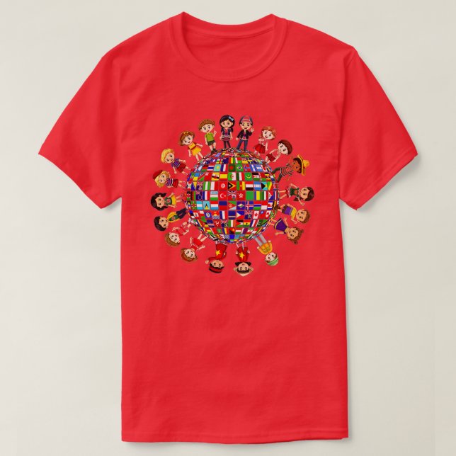 T-shirt Drapeaux du monde Diversité culturelle Enfants aut (Design devant)