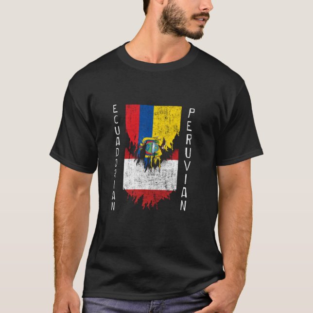 T-shirt Drapeaux équatoriens péruviens arrachés Equateur P (Devant)