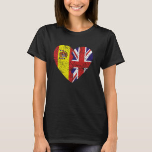 T-shirt Drapeaux espagnols britanniques Heart Espagne Roya