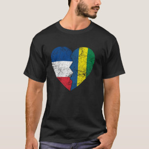 T-shirt Drapeaux Français Gabonais Cœur France Gabon Raci
