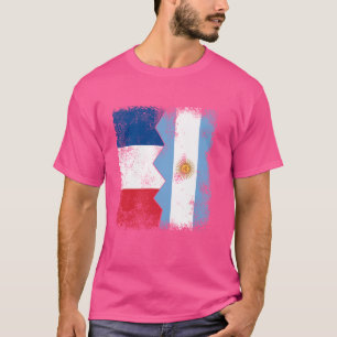 T-shirt Drapeaux France Argentine  Demi Britannique Argent