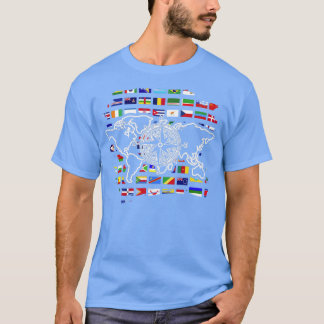 T-shirt Drapeaux Lover World Travellers Compass Carte du m