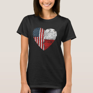 T-shirt Drapeaux maltais américains Coeur États-Unis Malte