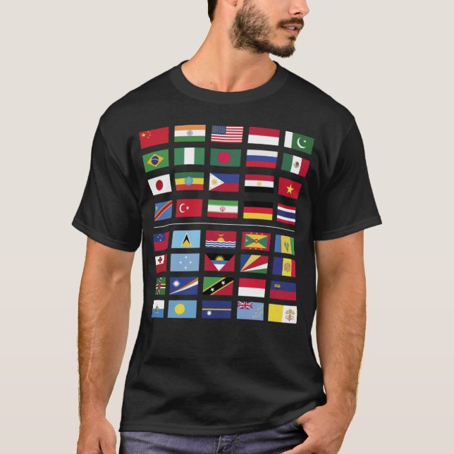 T-shirt Drapeaux mondiaux Pays les plus grands et les plus (Devant)