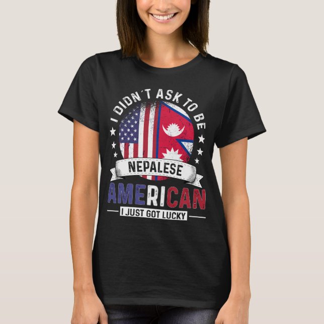 T-shirt Drapeaux népalais américains Pride Pays Népal (Devant)