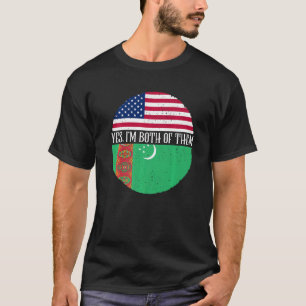 T-shirt Drapeaux USA Et Turkménistan Oui Je suis les deux