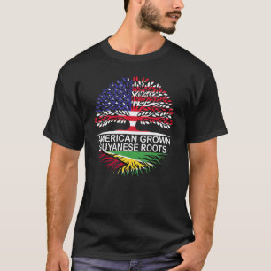 T-shirt Drapeaux USA & Guyana Racines guyanaises cultivées