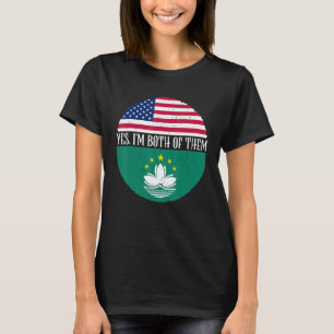 T-shirt Drapeaux Vintage USA Et Macao Oui, Je Suis Les De