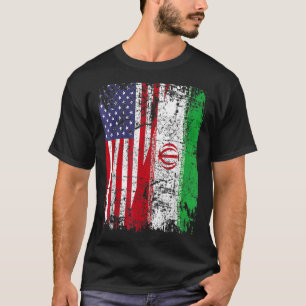 T-shirt DRAPS IRANIEN Drapeau à moitié américain DRAPEAU I