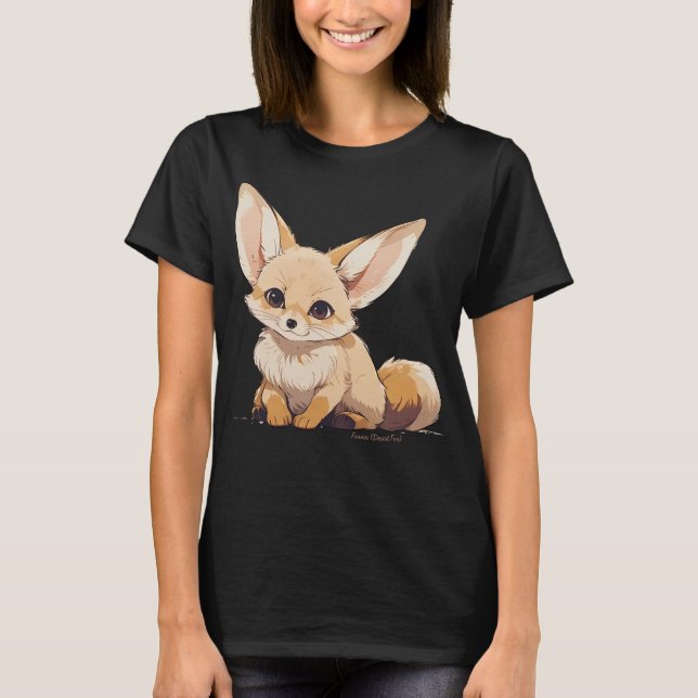 T-shirt Drawing of a Fennec, Desert Fox, en dessin animé (Devant)