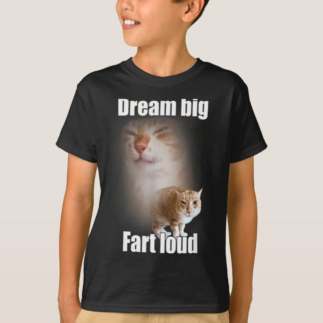 T-shirt Dream Big Fart Loud Cat Meme Funny Saying  (Devant)