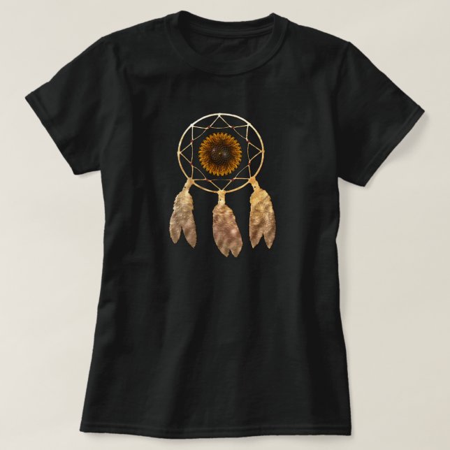 T-shirt Dream Catcher avec Sunflower Native American APPAR (Design devant)