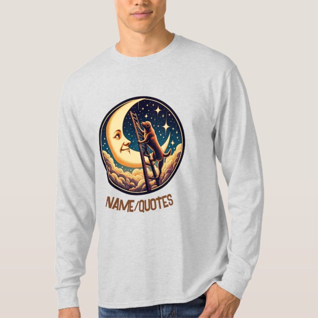 T-shirt Dreamy Moon & Dog Climbing Ladder (Devant)