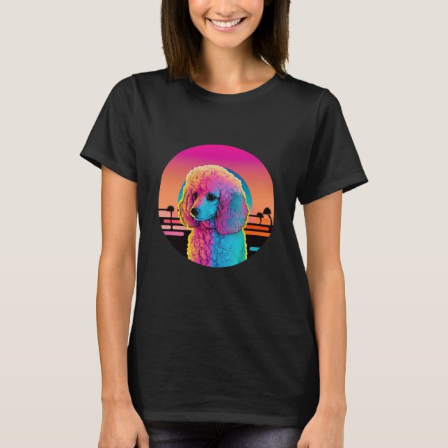 T-shirt Dreamy Poodle Synthwave Nights (Devant)