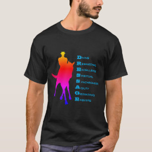 T-shirt Dressage est silhouette de cheval arc-en-ciel