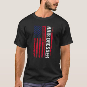 T-shirt Dresseur de cheveux américain Drapeau Salon coiffe