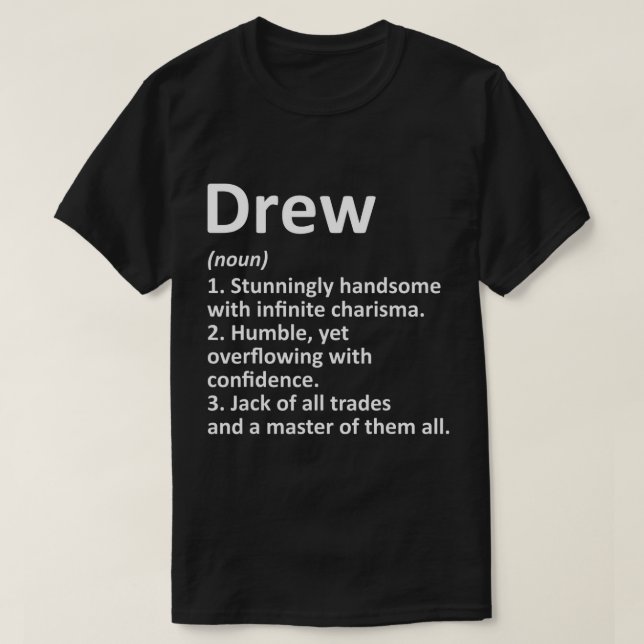 T-shirt DREW Définition Nom personnalisé Amusant Anniversa (Design devant)
