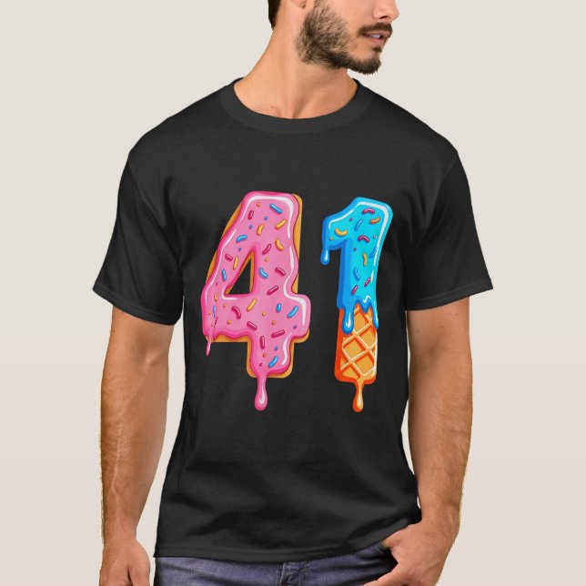 T-shirt Drip 41 Meme Cool Baseball Style Number Forty One  (Devant)