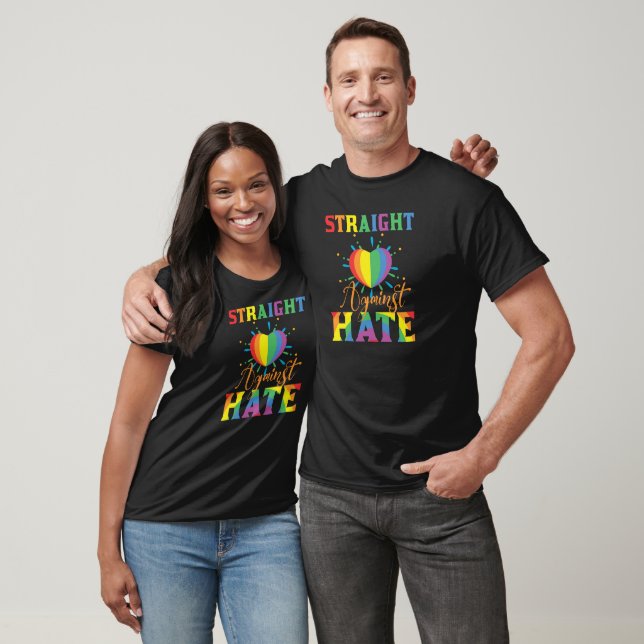 T-shirt Droit contre la typographie haineuse Arc-en-ciel (Unisexe)