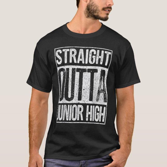 T-shirt Droit Outta Junior High Shirt Funny Graduation (Devant)