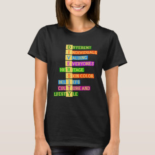 T-shirt Droits Diversité gentillesse Paix Égalité Inclusio