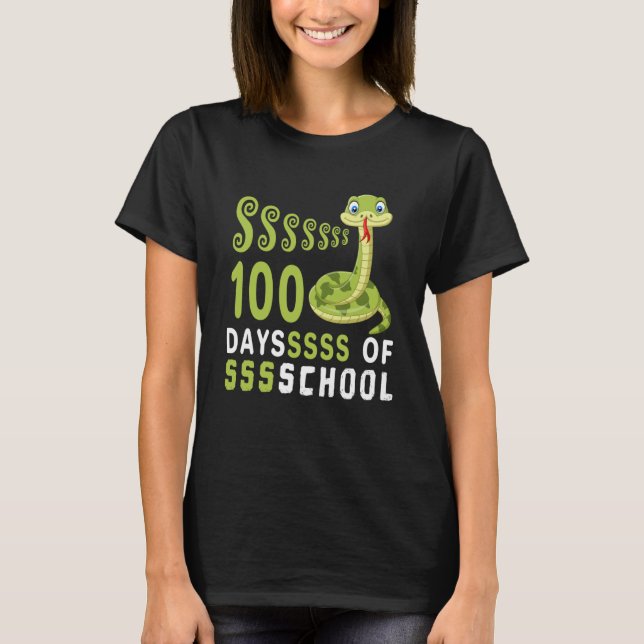 T-shirt Drôle 100 Jours de l'école Mignonne serpent enseig (Devant)