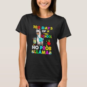 T-shirt Drôle 100 Jours D'École Pas De Problème Llama Teac