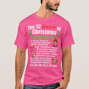 T-shirt Drôle 12 Jours De Noël Boxer Chien Gif