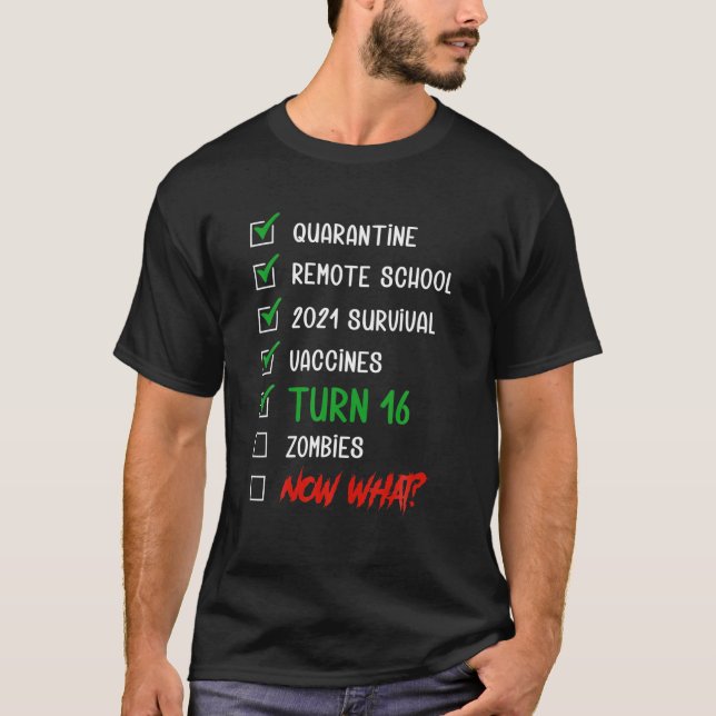 T-shirt Drôle 16E Anniversaire Cadeaux De Quarantaine (Devant)