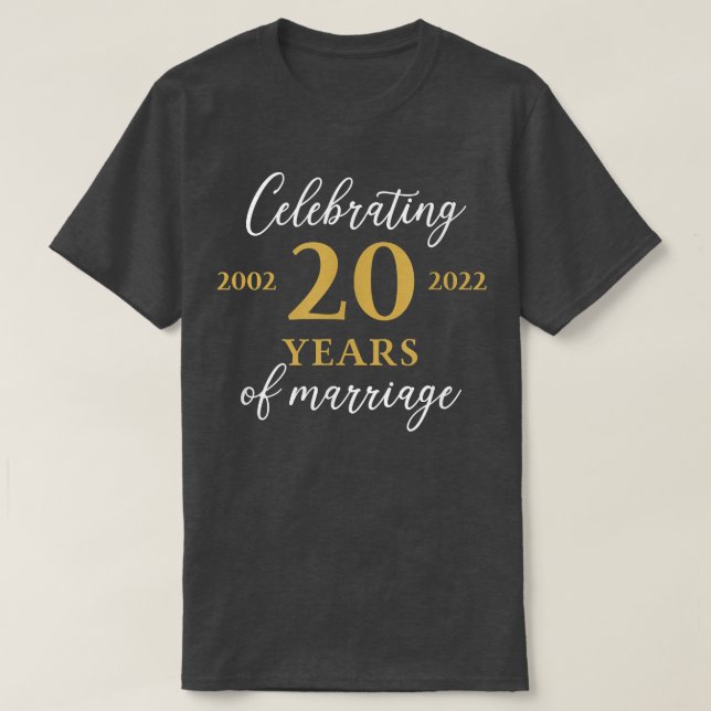T-shirt Drôle 20 ans de mariage 2002 20e anniversaire de m (Design devant)