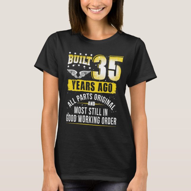 T-shirt Drôle 35e anniversaire B-Day cadeau dire âge 35 an (Devant)