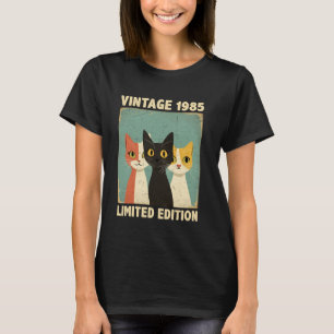 T-shirt Drôle 40 Ans Vintage 1985 Amateur de Chat 40e Bi
