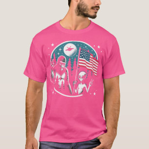 T-shirt Drôle 4 juillet Alien de Bigfoot Ufo américain