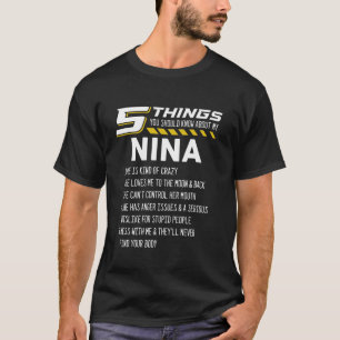 T-shirt Drôle 5 choses Nina Correspondante Famille Fête Lo