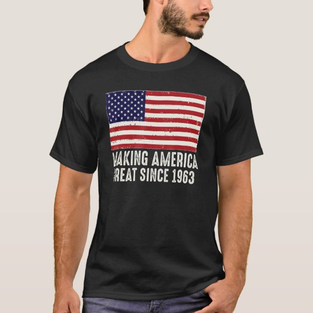 T-shirt Drôle 60e anniversaire de l'Amérique Drapeau améri (Devant)