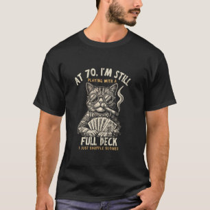 T-shirt Drôle 70e Anniversaire Full Deck Chat - Carte Vint