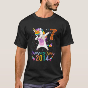 T-shirt Drôle 7E Anniversaire Awesome Depuis 2014 Unicorn