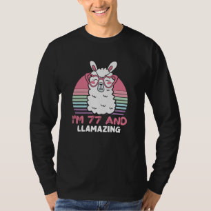 T-shirt Drôle Adorable Llama 77e Anniversaire Cadeau Pour