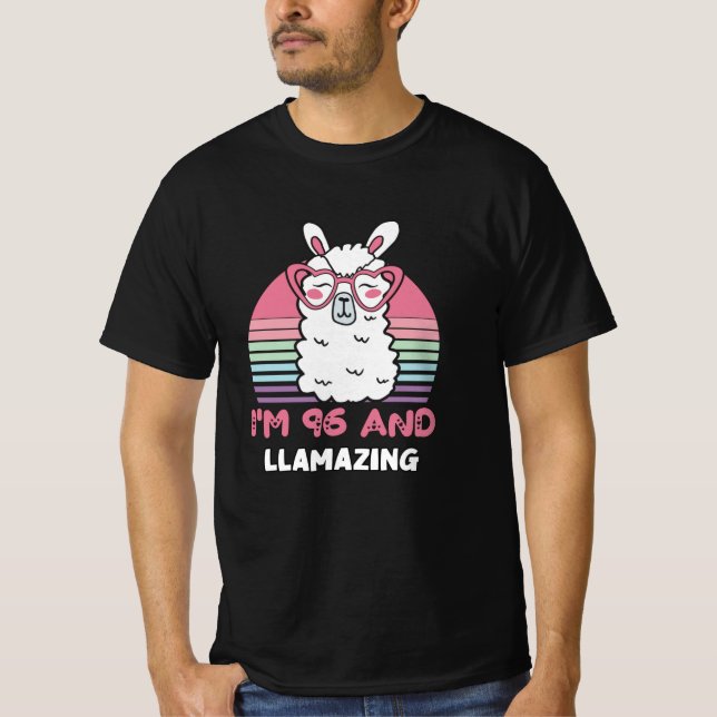 T-shirt Drôle Adorable Llama 96e cadeau d'anniversaire pou (Devant)