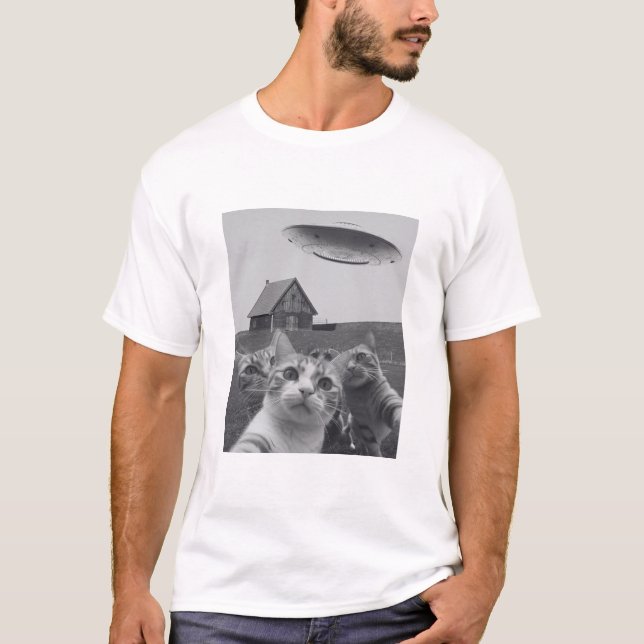 T-shirt Drôle Alien Cat Graphic Tee (Devant)