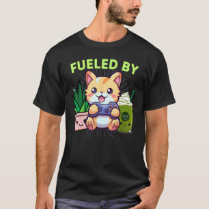 T-shirt Drôle alimenté par les plantes de chat de joueur M