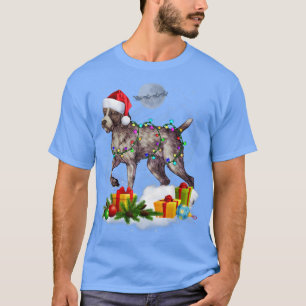 T-shirt Drôle Allemand À poils durs Pointer Chien de Noël 
