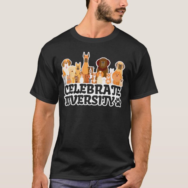 T-shirt Drôle Amant chien 'Célébrer la diversité' mignon c (Devant)