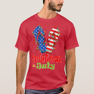 T-shirt Drôle américain Flip Flops Xmas Lights Noël