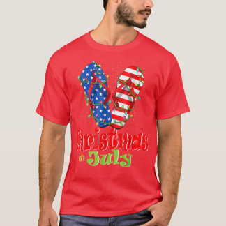 T-shirt Drôle américain Flip Flops Xmas Lights Noël