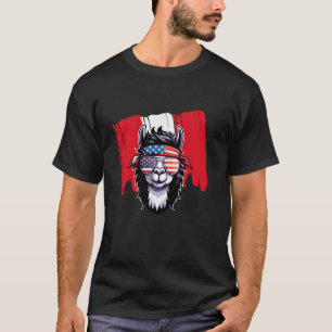 T-shirt Drôle Américain Péruvien Pérou USA Drapeau Patriot