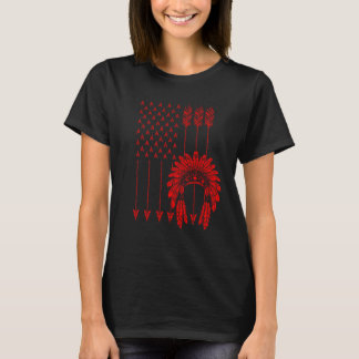 T-shirt Drôle Amérindien Drapeau Cadeau Cool USA Tribe Pat